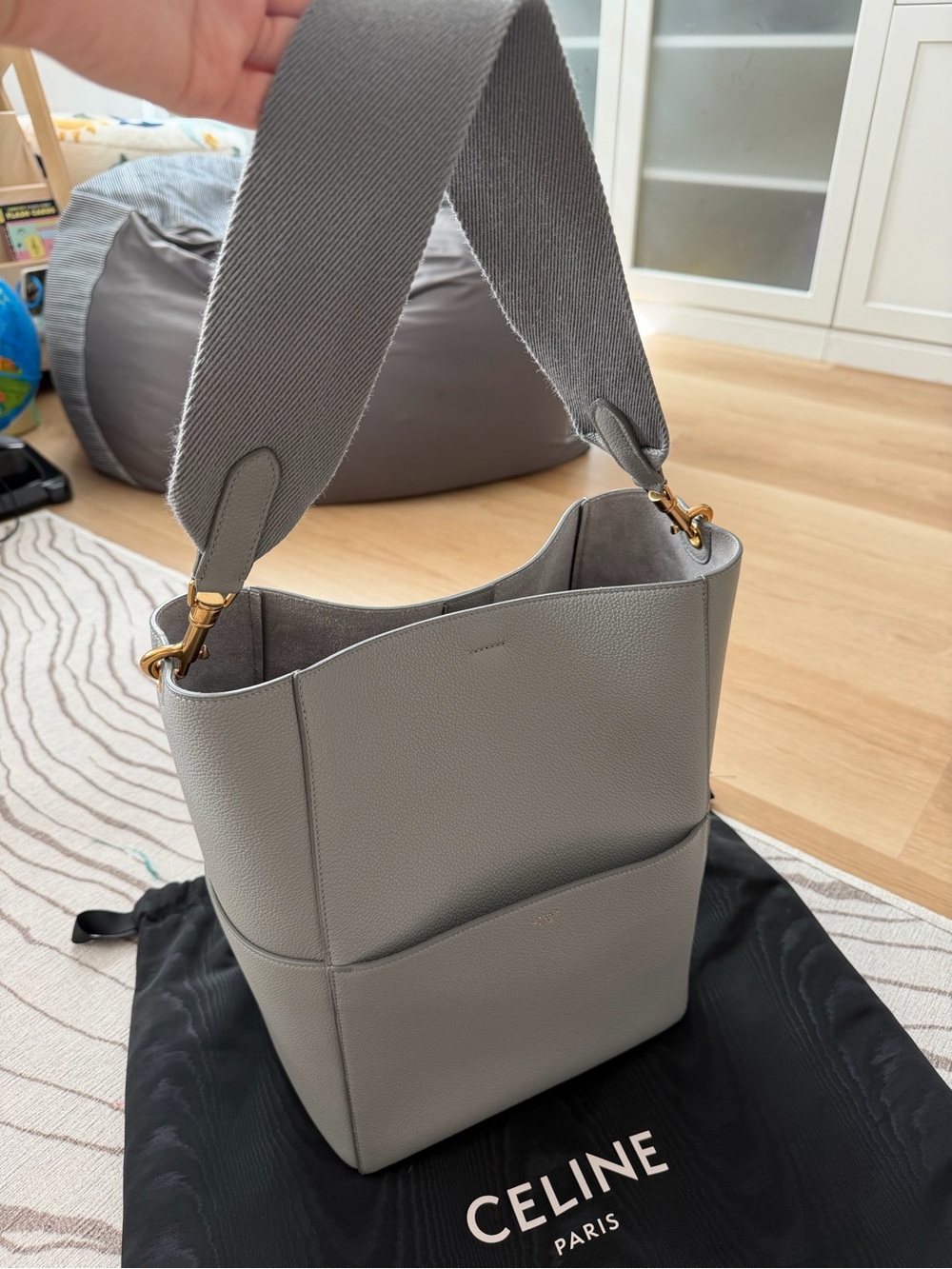 CELINE Sangle Seau Bucket Bag in Grey